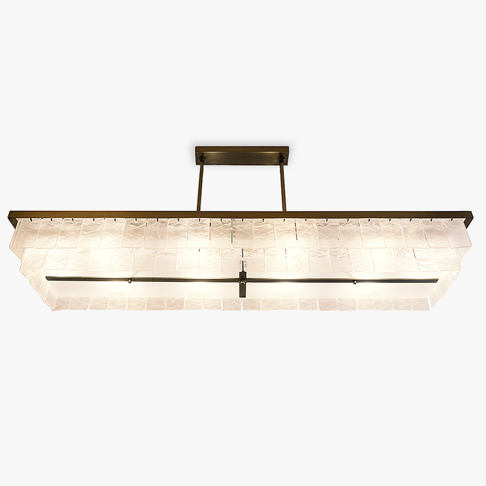 Modern Tiered Frosted Glass Hand‑Textured Panel Chandelier for Dining Room/Kitchen Island