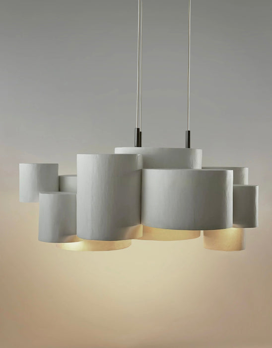 Modern Stacked Organic Multi-Cylinder White Plaster Chandelier