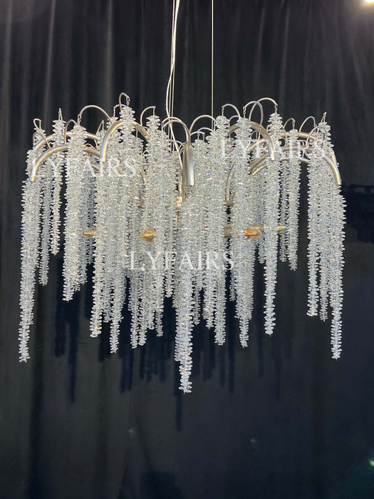 Lámpara de araña de cristal plateado personalizada D100cm*H58cm/35kg