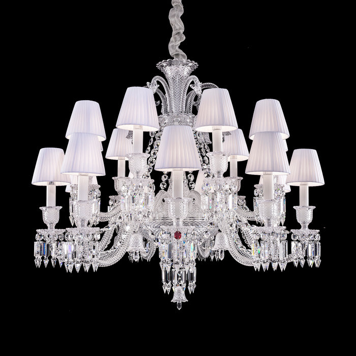 Grande lampadario di lusso classico a più livelli con paralume a candela in cristallo per stanze/soggiorno con soffitti alti