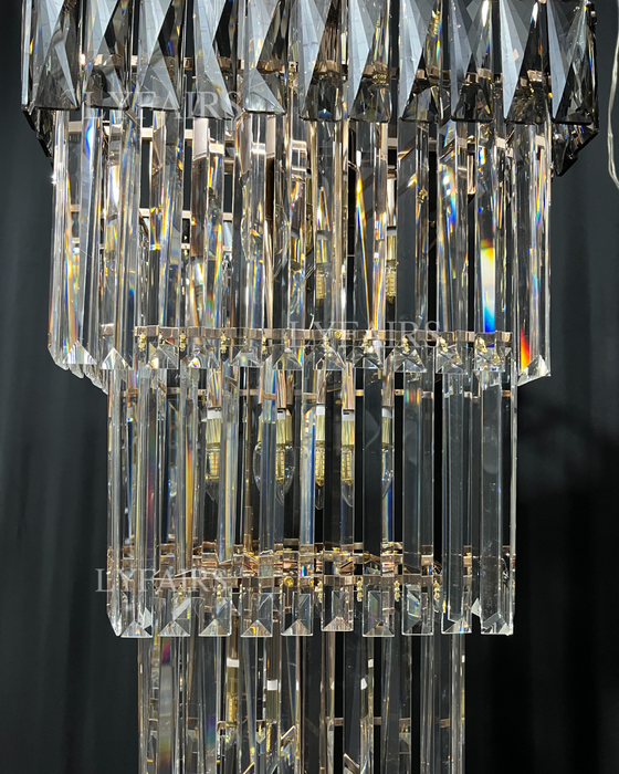 Lámpara decorativa de cristal Vertical grande para escalera, lámpara de techo para vestíbulo, con ala gris/ámbar