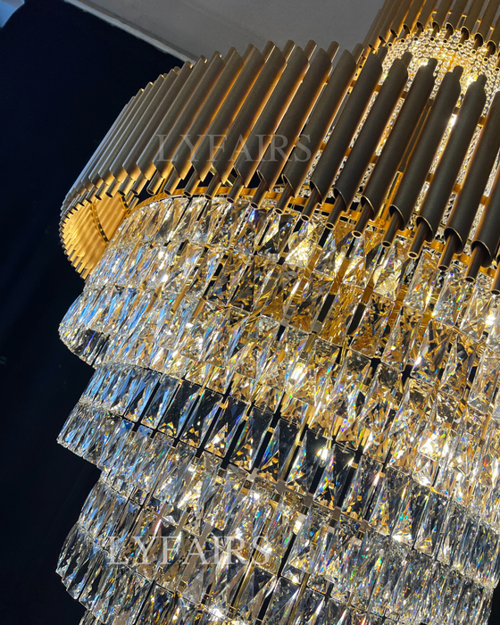 Extra Large Modern Multi-layers Gold Light Luxury Crystal Chandelier