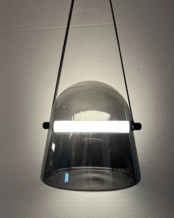 Modern White/Smoky Gray/Clear Glass Pendant