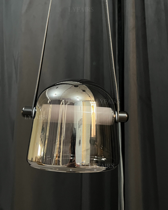 Modern White/Smoky Gray/Clear Glass Pendant