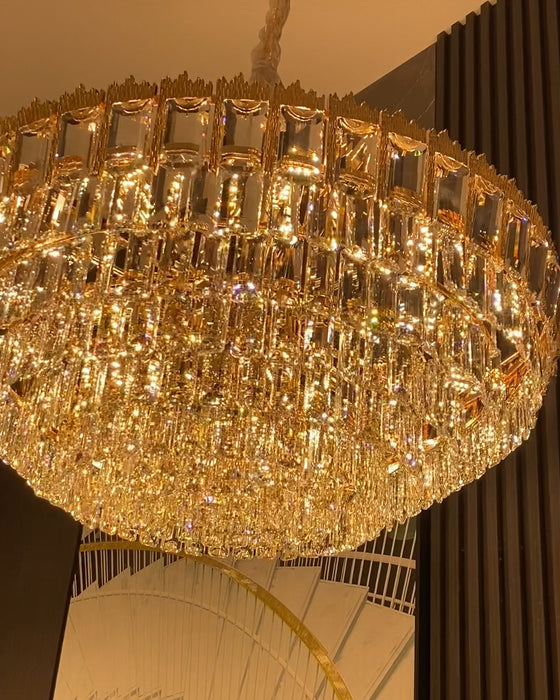 Lampadario di cristallo extra large a più livelli di lusso per soggiorno/foyer/lobby dal soffitto alto 