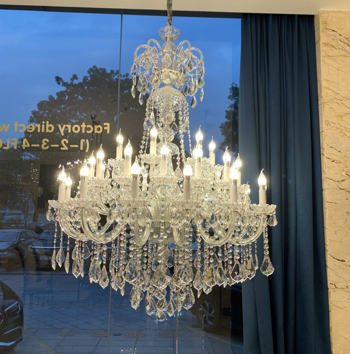 Lampadario classico di lusso in cristallo trasparente per foyer/scala/ingresso/corridoio