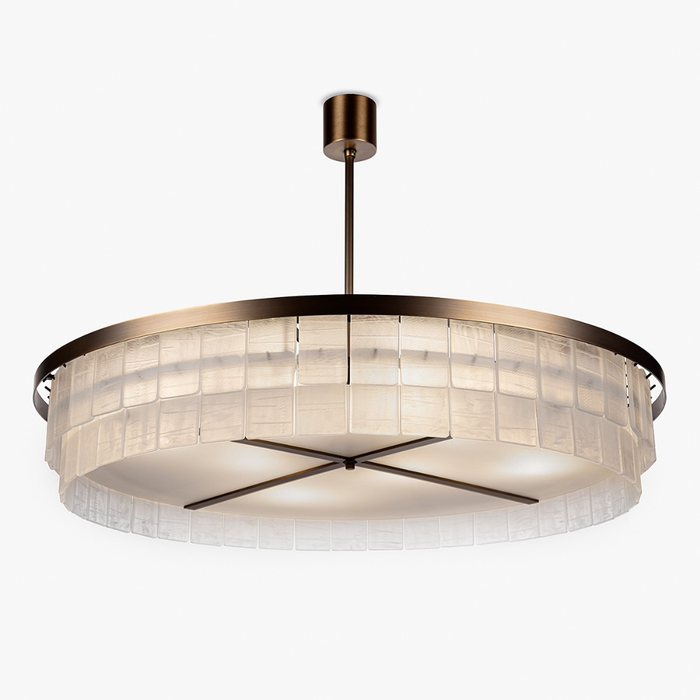 Modern Tiered Frosted Glass Hand‑Textured Panel Chandelier for Dining Room/Kitchen Island