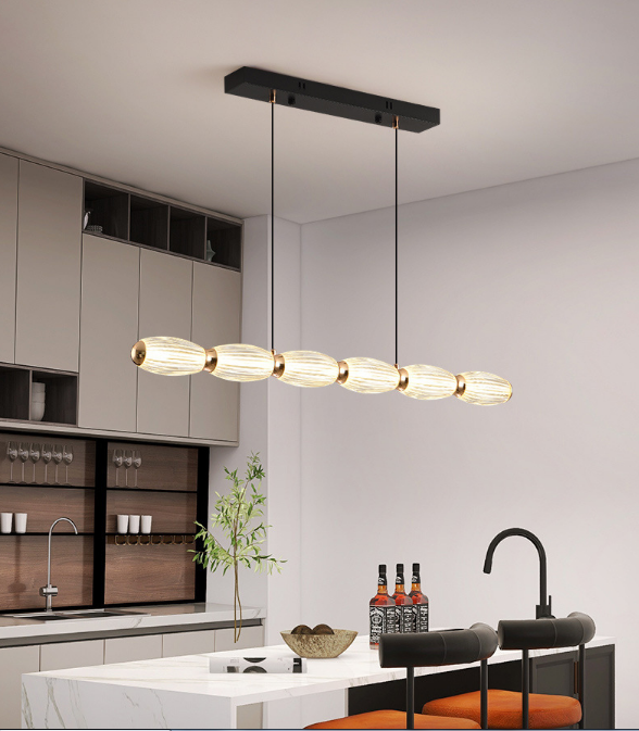Modern Linear Ribbed Acrylic Pendant Light for Dining Room/Kitchen Island