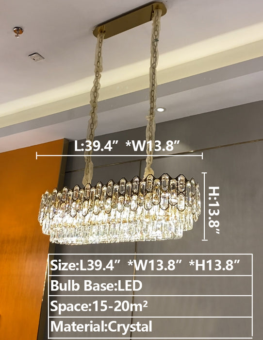 Modern Light Luxury Round/Rectangle Crystal Chandelier Set For Living Room/Dining Room/Bedroom