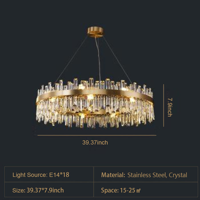 Round Ring Crystal Chandelier Luxury Modern Ceiling Fixtures Light For Living And Dining Room