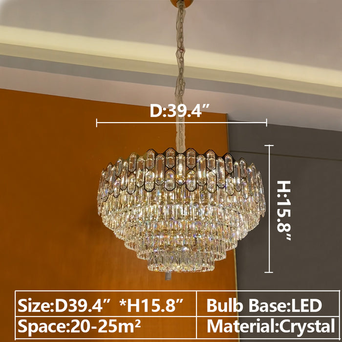 Set di lampadari di cristallo rotondi/rettangolari di lusso moderni e luminosi per soggiorno/sala da pranzo/camera da letto