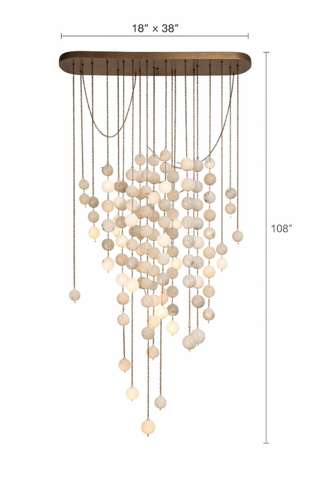 Modern Hanging Spherical Alabaster Chandelier for High Ceilings