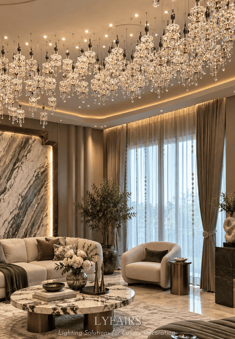 French Romantic Candle Crystal Chandelier White Modern Pendant Light for Living Room/Dining Room/Bedroom