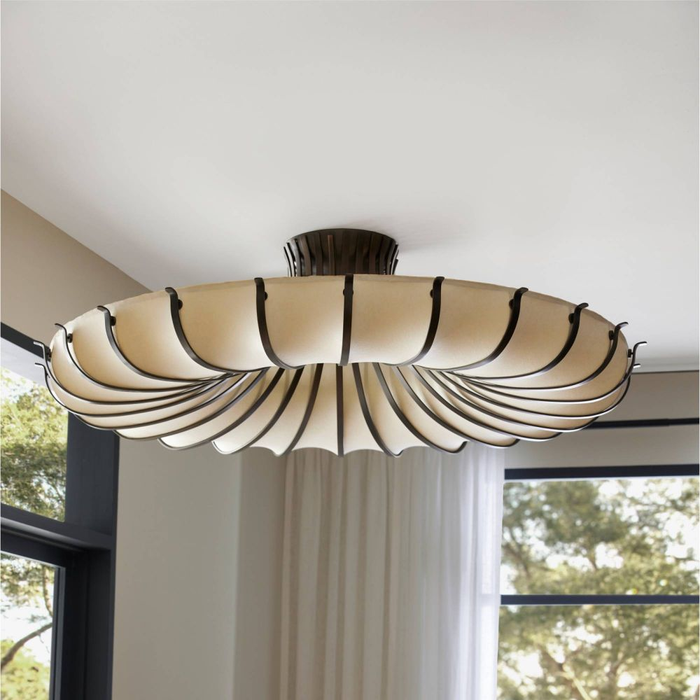 Vintage Round Fabric Ceiling Light for Living Room/Bedroom/Dining Room