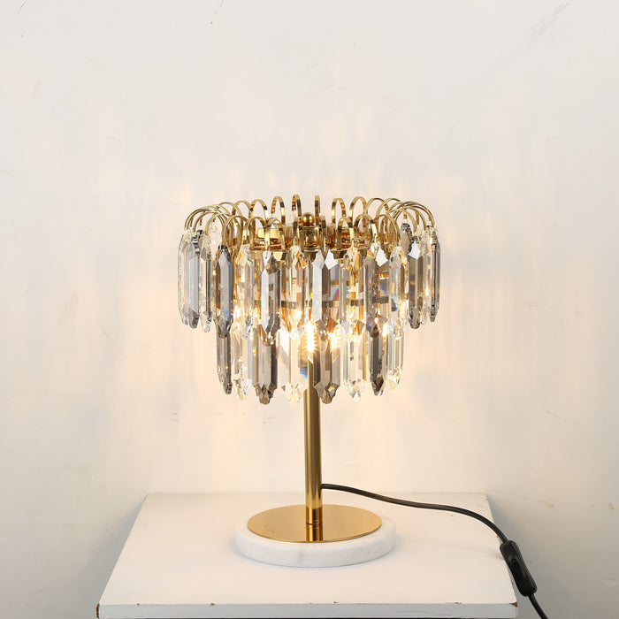 Modern Smoky Gray&Clear Crystal Table Lamp