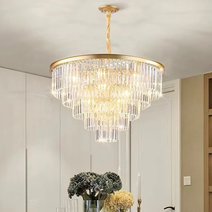 Modern Round Tiered Crystal Chandelier