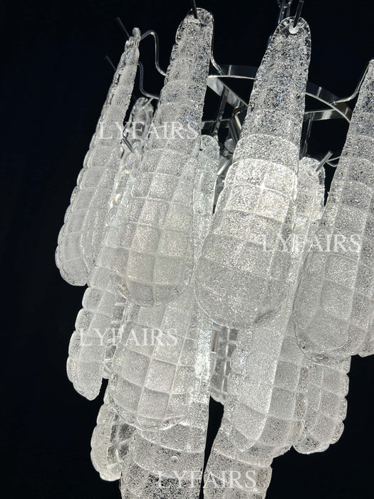Modern Multi-layered White Teardrop Glass Waterfall Chandelier for Living Room/Bedroom