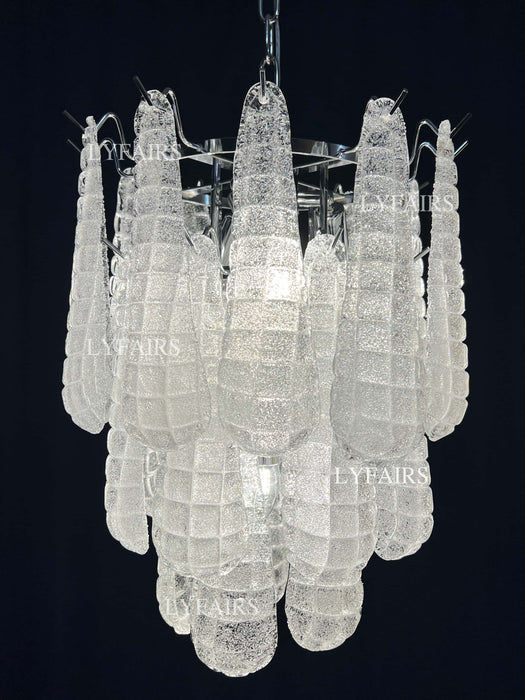 Modern Multi-layered White Teardrop Glass Waterfall Chandelier for Living Room/Bedroom