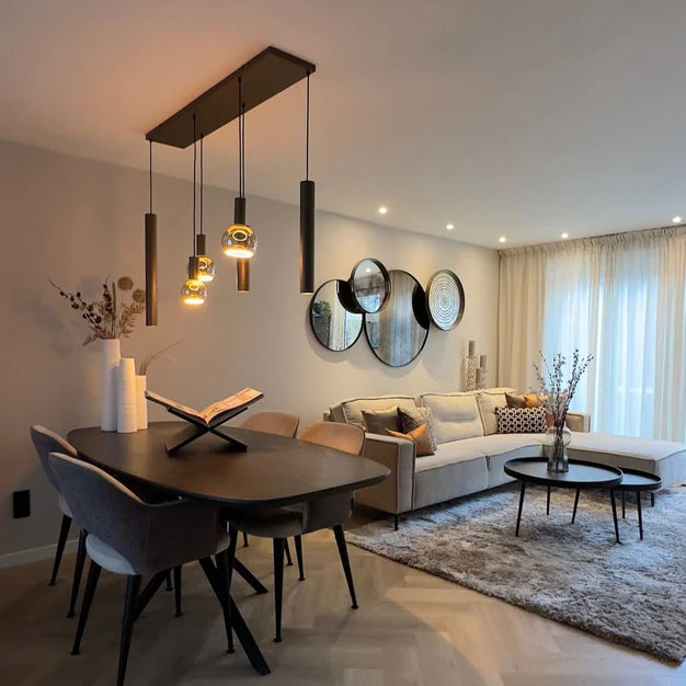 Modern Minimalist 6/7-Light  Bulbs and Columns Pendant Chandelier for Dining Room