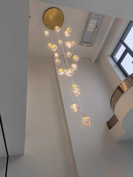 Lampadario moderno Starlight Globe per Foyer Hall Lampada da soffitto per soggiorno con decorazione a sfera in vetro trasparente