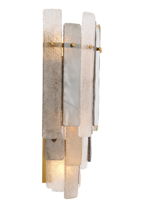 Art Deco Fragmented Textured Glass Panel Wall Sconce