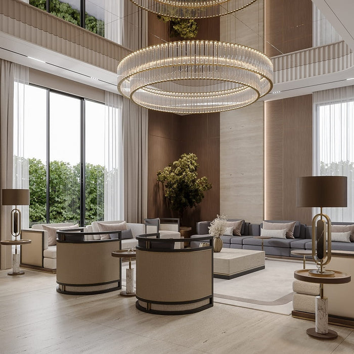 Luxury Round 2-Tier Glass Tubes Chandelier for Hotel/Restaurant/Living Room