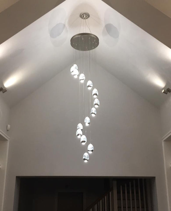 Lampadario a sospensione droplight a LED in vetro extra lungo per scale/atrio