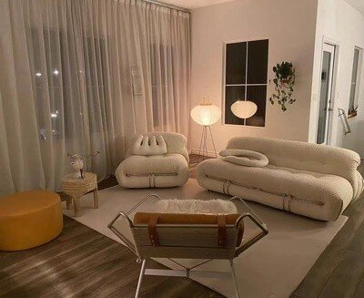Italian Retro Unique Shape Sofa With Steel Teeth
