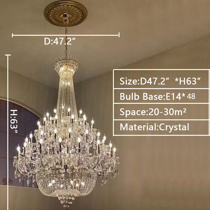 Candelabro de cristal de lujo con vela multicapa de estilo europeo Extra grande, accesorio de iluminación decorativo para vestíbulo/escalera de arte dorado