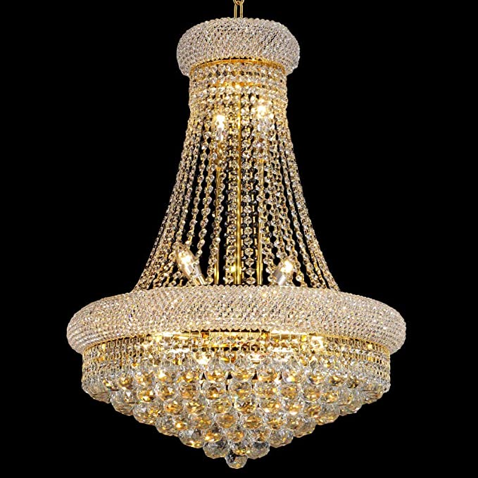 Luxury Empire Foyer Crystal Chandelier Pendant Ceiling Light Fixture In Gold/ Chrome Finish