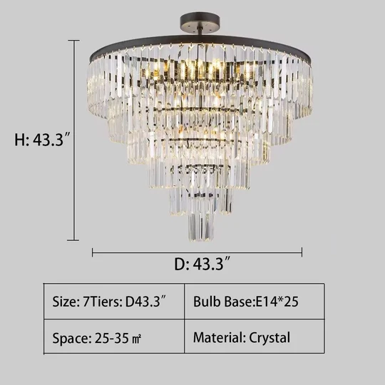 Modern Round Tiered Crystal Chandelier