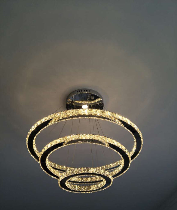 Lámpara de araña de cristal de lujo ligera de 5/6/7 anillos para escalera/vestíbulo/villa 