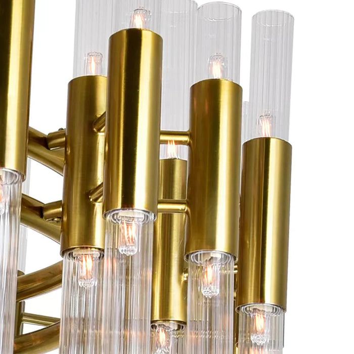 Lampadario postmoderno a tubi di vetro rotondi a 3 livelli di lusso semplice e leggero