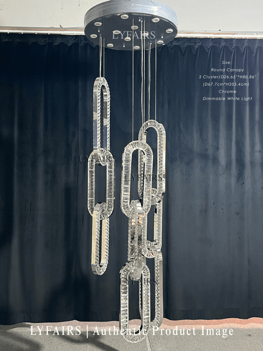 Modern Luxury Crystal Chain Cluster Chandelier for High Ceiling/Dining Room