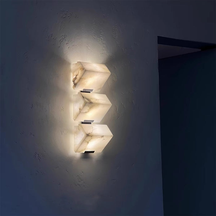Modern Minimalist Pyramid Natural Alabaster Wall Sconce