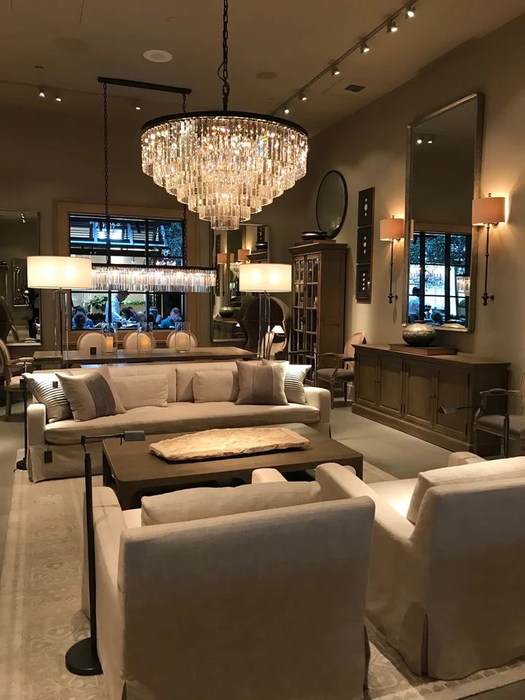 Modern Round Tiered Crystal Chandelier