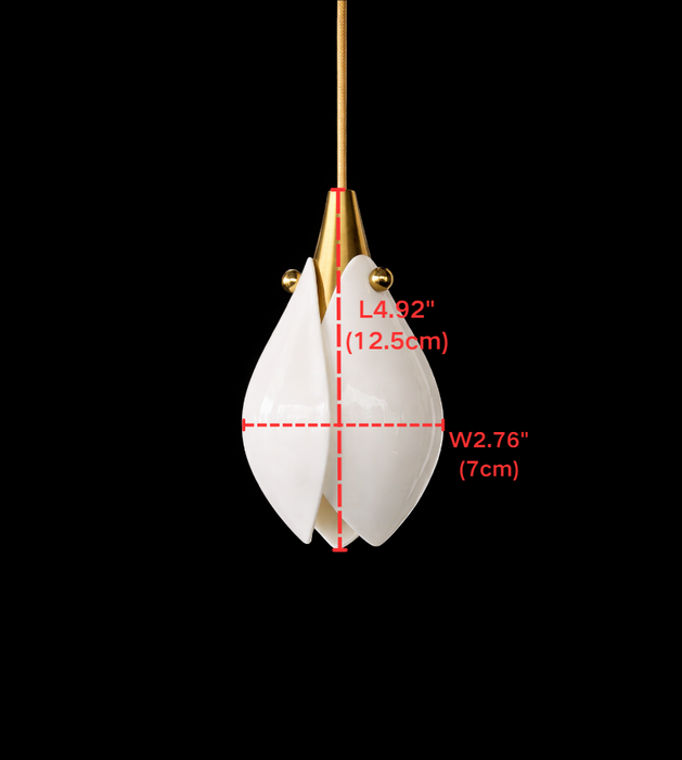 Lampadario in ceramica con fiori di magnolia nordica con baldacchino rettangolare