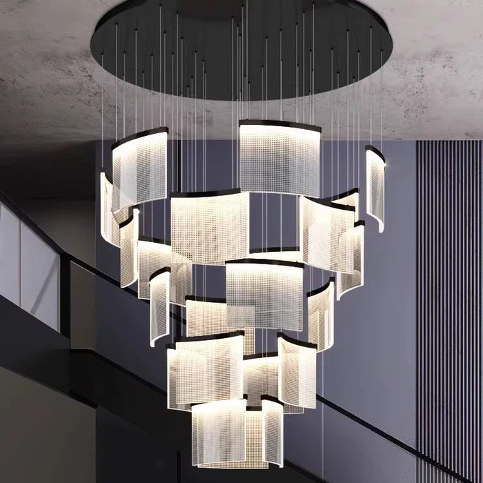 Modern Luxe Translucent Tiered Acrylic Chandelier for High Ceilings