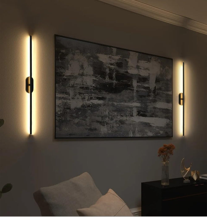 Aplique de pared largo con tira inteligente moderna para sala de estar/mesa de noche