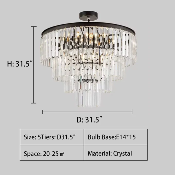 Modern Round Tiered Crystal Chandelier