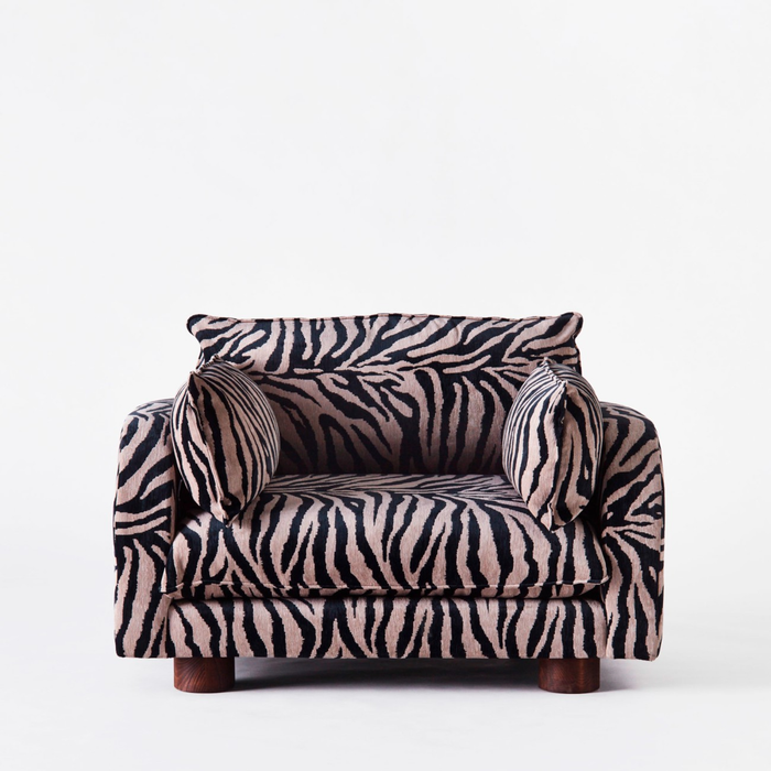Modern Zebra‑Stripe Block Upholstered Modular Statement Sofa