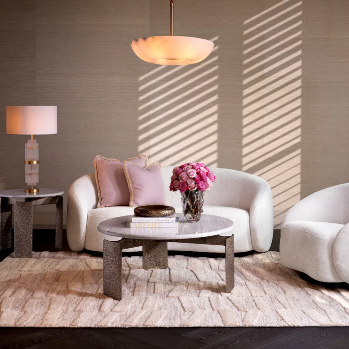Modern Organic Curved Crescent Bouclé Sofa