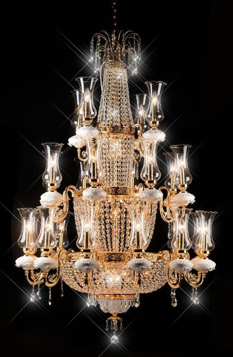 Lámpara de araña de cristal de varios niveles estilo imperio de lujo para escalera/vestíbulo/villa/hotel