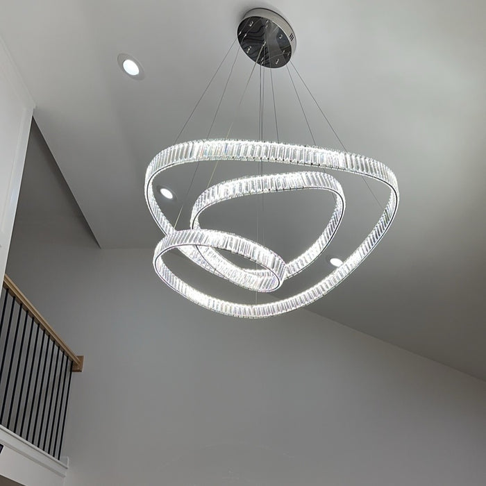 Lámpara colgante de techo para sala de estar, candelabro de cristal con anillos elegantes para restaurante