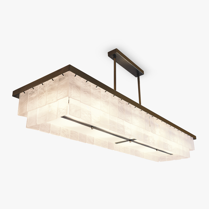 Modern Tiered Frosted Glass Hand‑Textured Panel Chandelier for Dining Room/Kitchen Island