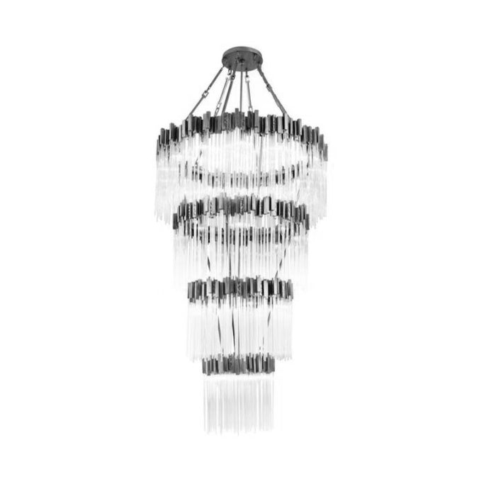Sliver Large Elegant Multi-layers Glam Glass Metal Edging Chandelier for High-ceiling Staircase/Entryway/Living/meeting Room