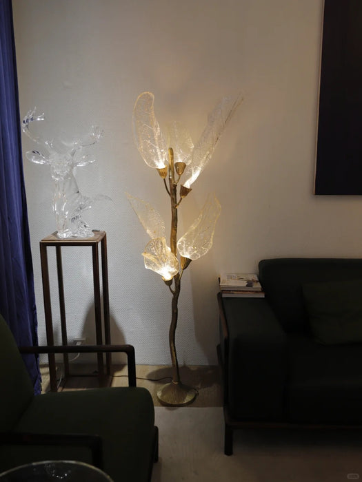 Lampadario creativo con foglie in resina bionica per soggiorno/sala da pranzo/scala