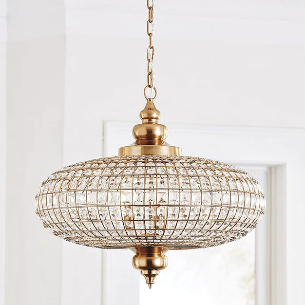 Lámpara de araña de cristal con cuentas vintage estilo imperio francés para sala de estar/dormitorio