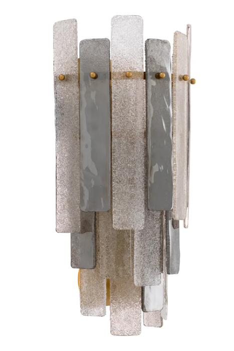 Art Deco Fragmented Textured Glass Panel Wall Sconce