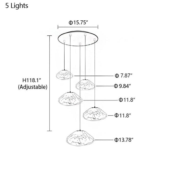 Lámpara decorativa de nube de cristal minimalista nórdica extragrande para escaleras/sala de estar/sala de techo alto